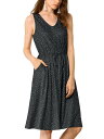 Allegra K ノースリーブ ワンピース ドレス フリル 水玉 Vネック ウエストゴム レディース ブラック XS(4)