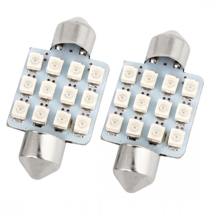 カーフェストゥーンドームライト 地図ライトランプ 2個 SMD 12LEDグリーンフェストゥーン