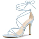 Allegra K レースアップヒール ストラップ付き スチレットヒール サンダル ボインテッドトゥ レディース ライトブルー 25.0cm