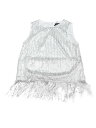 Allegra K レディース パーティー クロップ トップス スパンコール フリンジ トリム ノースリーブ ラウンドネック Tシャツ ホワイト S