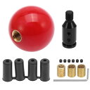 X AUTOHAUX ラウンドボールギアシフターシフトノブ M12x1.25ブラックシフトノブアダプターセット付き マニュアルトランスミッション レッド