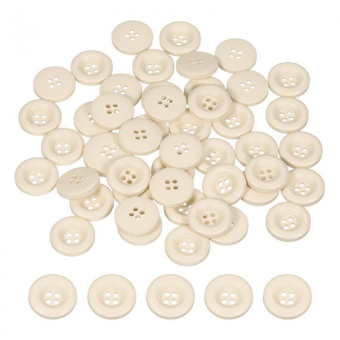 50個 ボタン15mm（5/8インチ）4つ 穴樹脂厚み ある丸いクラフト用交換ボタン衣類DIYクラフト装飾用 ベ..