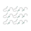 カップ フック 15.7mm スクリュー イン オープン ハンガー プラスチック コート ホワイト 15本入り