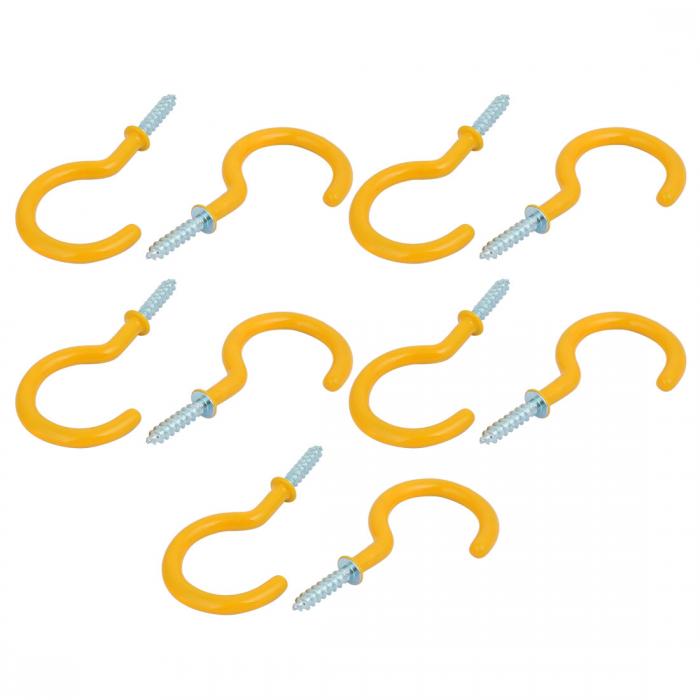 カップ フック 50mm スクリュー イン オープン ハンガー プラスチック コート イエロー 10本入り