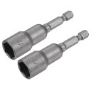ナットドライバービット クイックチェンジ 12.5 mm六角シャンク 6.5 mm磁気ナットセッタードリルビット 65 mm長さ SAEサイズ 2個