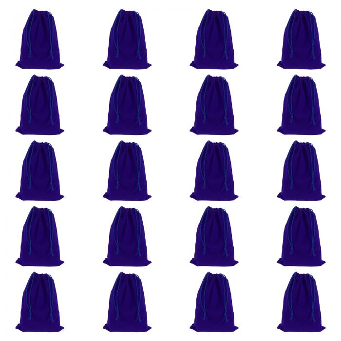 20個のフロック布巾着袋5.9 x 7.9インチ宝石フロック袋ギフトバッグ結婚式パーティーの好意あめ宝石包装整理収納、ディープブルー