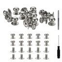 丸頭ボタンスタッドスクリュー10mm ホローパンチドライバー付きの合金製レザーリベット 修理や布地 衣類 靴 バッグのDIY装飾に最適 シルバーホワイト