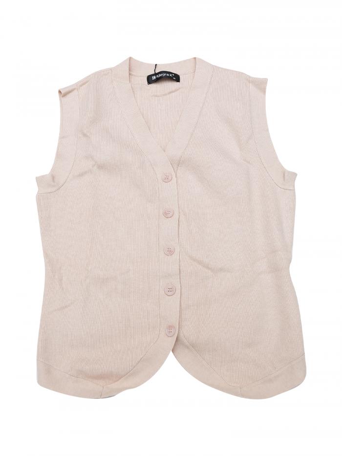 Allegra K セーターベスト レディース Vネック クロップド丈 ノースリーブ ボタンアップ カーディガン ..