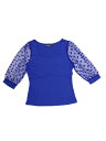 Allegra K ブラウス シースルー 七分袖 シフオンブラウス セックシー 水玉 スクエアネック シャツ オフィス メッシュ トップス 着痩せ おしゃれ ゴージャス レディース ロイヤルブルー S