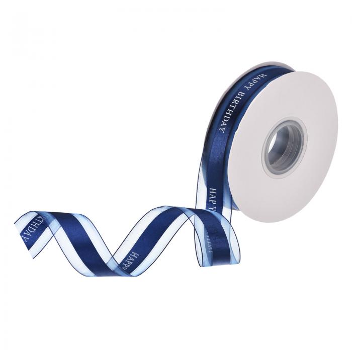 1"50ヤード ハッピーバースデーリボン シフォンオーガ ンザサテンリボン ギフト包装 パーティーケーキ..