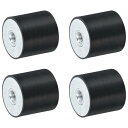4個40 x 40mm M10スレッド女性用ゴムマウント 振動アイソレータ アンチ振動パッドフラットサイレントブロックベースブロック