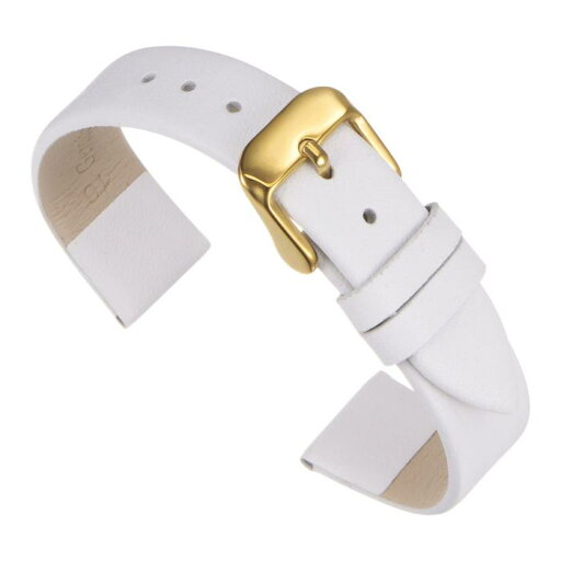 ホワイト本革バンド 22mm 幅 フラット薄型エレガントレザー時計ストラップ 金トーンバックル 男性と女性用 ホワイト本革バンド 22mm 幅 フラット薄型エレガントレザー時計ストラップ 金トーンバックル 男性と女性用