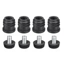 4Pcs 円形チューブ用レベリングフィート付きインサート 16mm/0.63" 外径 円形チューブ用 M6 スレッド 黒いプラスチック製家具 脚プラグエンドキャップインサートプラグ