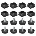 8Pcs スクエアチューブ用レベリングフィート用インサート 1.18"x1.18" OD スクエアチューブ M8 スレッド ブ ラックプラスチック製家具チェアレッグプラグブ ランキングエンドキャップインサートプラグ