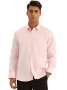 Lars Amadeus ドレスシャツ トップス 無地 長袖 ボタンダウン ビジネス 襟付き プロムシャツ メンズ ピンク M