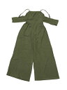 Allegra K リネン ノースリーブ ジャンプスーツ スパゲッティ ストラップ バックレス ワイドレッグ ロンパース レディース アーミーグリーン XS