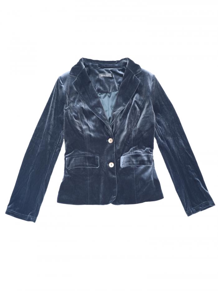 Allegra K ベルベットブレザージャケット オフィス ヴィンテージ ボタンフロント ハロウィン衣装 レディース ダークグレー M