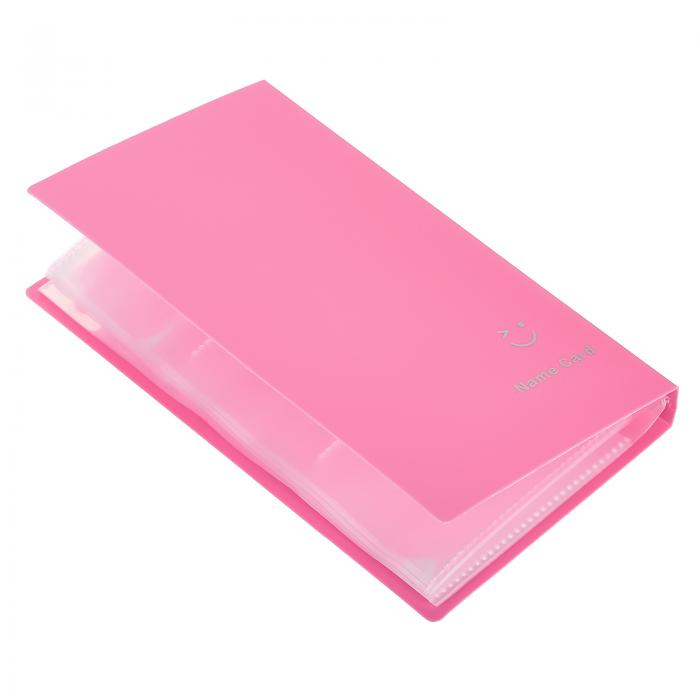 PATIKIL 名刺入れ 1個 プラスチック 携帯カード バインダーブック フォトカードオーガナイザー カード保管用 ピンク レッド