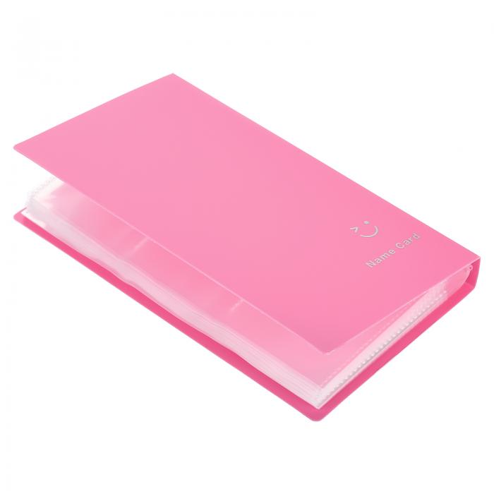 PATIKIL 名刺入れ 1個 プラスチック 携帯カード バインダーブック フォトカードオーガナイザー 240ポケット カード保管用 ピンク レッド
