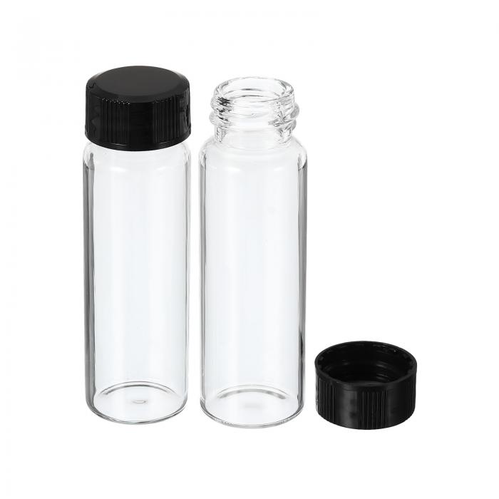 PATIKIL 15mL メディアボトル 8本入り ラウンド ガラス保存瓶 プラスチックネジキャップ ラボホーム用 クリア