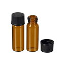 PATIKIL 2mL メディアボトル 24本入り ラウンド ガラス保存瓶 プラスチックネジキャップ ラボホーム用 ブラウン