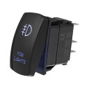 Motoforti フォグランプ ユニバーサル 5ピン トグルロッカー SPST スイッチレーザー ON/OFF ボタン 20A/12V 10A/24V 防水 車用 プラスチック ブルー