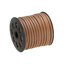 レザーコード 45 M 5 mm フラット スエードストリング 財布 ハンドバッグ 靴ひも DIY工芸品 ブレスレット作り用 ライトブラウン 1ロール