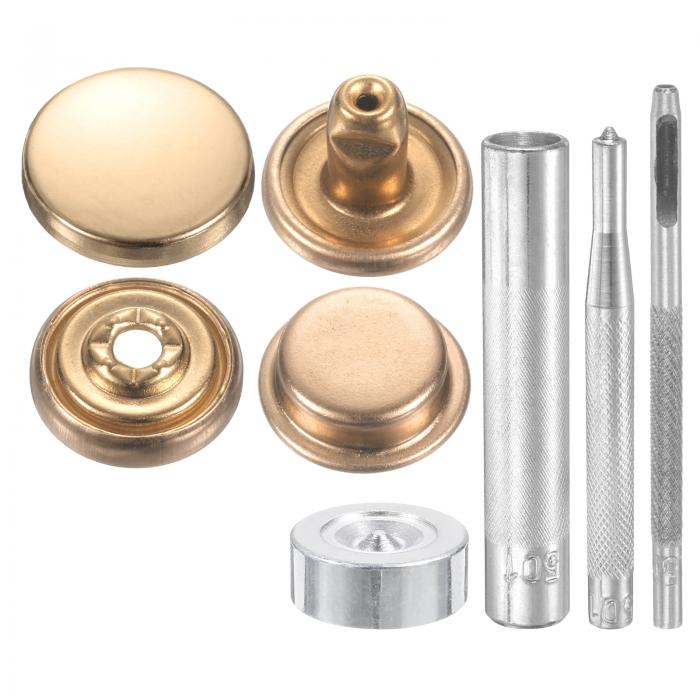 24セットのレザースナップファスナーキット15mm直径真鍮プレススタッドキャップボタン2.95"長金属スナ..