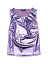Allegra K メタリック タンクトップ 光沢 袖なし トップス ノースリーブ ダンス衣装 ストレッチ レディース パープルトーン XS