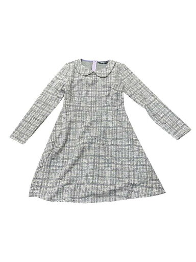 Allegra K ドレス チェック柄ワンピース Aライン 丸襟 長袖 ヴィンテージ ツイード グリッド レディース パープル L Allegra K ドレス チェック柄ワンピース Aライン 丸襟 長袖 ヴィンテージ ツイード グリッド レディース パープル L