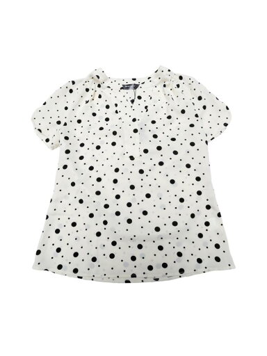 Allegra K ブラウス 水玉 Vネック オフィス 半袖 レディース ベージュ XS Allegra K ブラウス 水玉 Vネック オフィス 半袖 レディース ベージュ XS