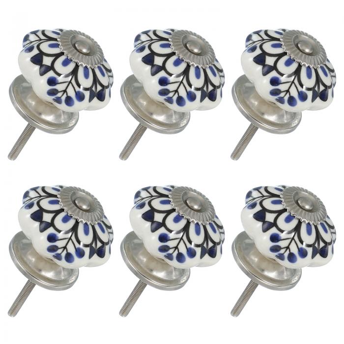 6パックのセラミックノブ パンプキンセラミックキャビネットドロアノブレトロ装飾ドレッサープルハンド..