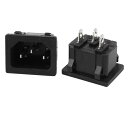 電源ソケット AC 250V 10A IEC320 C14 3P オスインレット ブラック プラスチック 2個入り