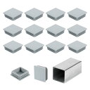 2インチ(50mm)角チューブエンドキャップ、16個のプラスチックホールプラグインサートエンドキャップ、金属チューブポスト、椅子の脚、テーブル、本棚、家具用、グレー