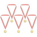 PATIKIL 5 cm 卓球の金メダル 5個 卓球賞のメダル リボン付き レッド ホワイト ゲーム スポーツ競技用