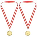 PATIKIL 5 cm 卓球の金メダル 2個 卓球賞のメダル リボン付き レッド ホワイト ゲーム スポーツ競技用