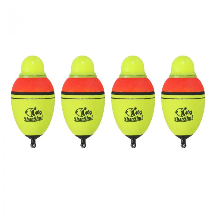 PATIKIL 40g/1.4oz ライト付きフィッシングスリップボバー 4個 EVA ライトアップ釣りウキ 夜釣り用 イエロー