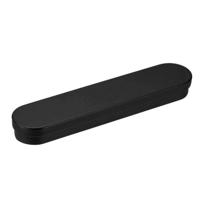 金属のブリキのボックス 175 x 38 x 20mm 空のブリキ保存容器 ヒンジの蓋付き ブラック 2個入り