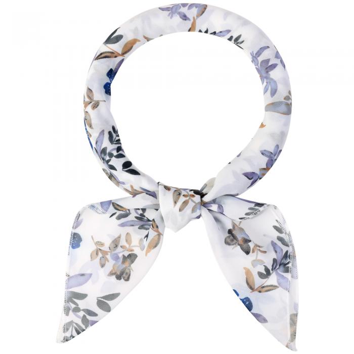 Allegra K シフォンスカーフ ネッカチーフ 70×70cm 花柄 スクエアハンカチ レディース ブルーパープル 70x70cm