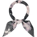 Allegra K シフォンスカーフ ネッカチーフ 70×70cm 花柄 スクエアハンカチ レディース ブラックピンク 70x70cm(4)