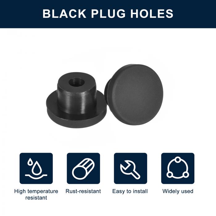 プラグホール 防水ボタンプラグ ゴム穴プラグ 14 mm穴用 10個 ブラック [3]