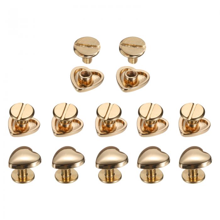 ハートリベット メタル ハート形装飾 スタッドリベットツールセット ベルト 服 靴 財布 ハンドバッグ 荷物 レザークラフト DIY装飾 アクセサリー用 10 ...