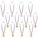 PATIKIL 3.8 cm ミニ金銀銅賞メダル 12個 プラスチック 優勝メダル 1位/2位/3位賞品 リボン付き ゲーム スポーツ大会 パーティー用