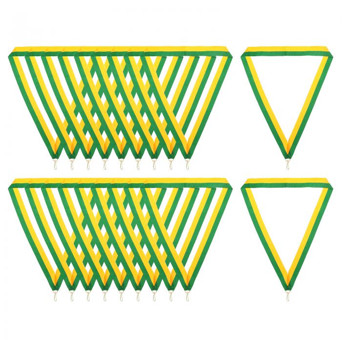PATIKIL スナップクリップ付き 賞用ネックリボン 30個 ポリエステ ルストライプメダルランヤードリボン 競技会 スポーツイベント スポーツパーティー用 緑金