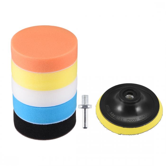 フォームドリル研磨パッドキット 100 mm 5個フラットスポンジパッド 1個フックとループバッキングパッド M10ドリルアダプター付き ボート用