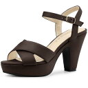 Allegra K スリングバック サンダル チャンキーヒール プラットフォーム レディース コーヒー 25.5 cm(4)