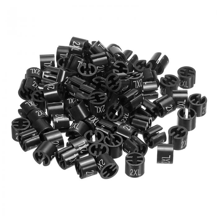 PATIKIL ハンガーマーカー 2XLサイズ ハンガーロッド適合 衣服の色分け用 ブラック 100個