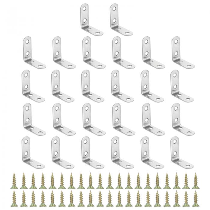 PATIKIL ステンレススチールコーナーブ ラケット1.57 x 1.57インチ 24個Lブ ラケットジョイント直角サ..