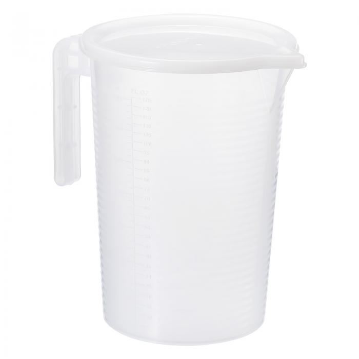 PATIKIL 目盛付きビーカー 3500ml PP プラスチック 液体計量カップ 両面目盛り ハンドル蓋と注ぎ口付き ラボ キッチン 家庭用