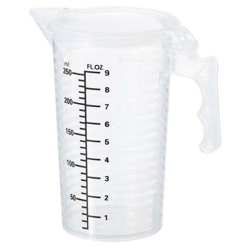 PATIKIL 目盛付きビーカー 250ml PP プラスチック 液体計量カップ 両面ブラック目盛り ハンドル蓋と注ぎ口付き ラボ キッチン 家庭用 PATIKIL 目盛付きビーカー 250ml PP プラスチック 液体計量カップ 両面ブラック目盛り ハンドル蓋と注ぎ口付き ラボ キッチン 家庭用